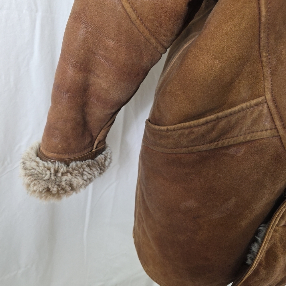 Vintage Brown Suede Penny Lane Bratz Womens Coat Jacket Faux Fur Large Teddy - Picture 5 of 16